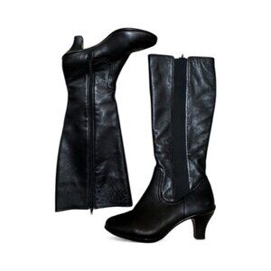 Softspots Black Leather Mid-Calf Boots 6M Side Zip Heeled Comfort NWOB